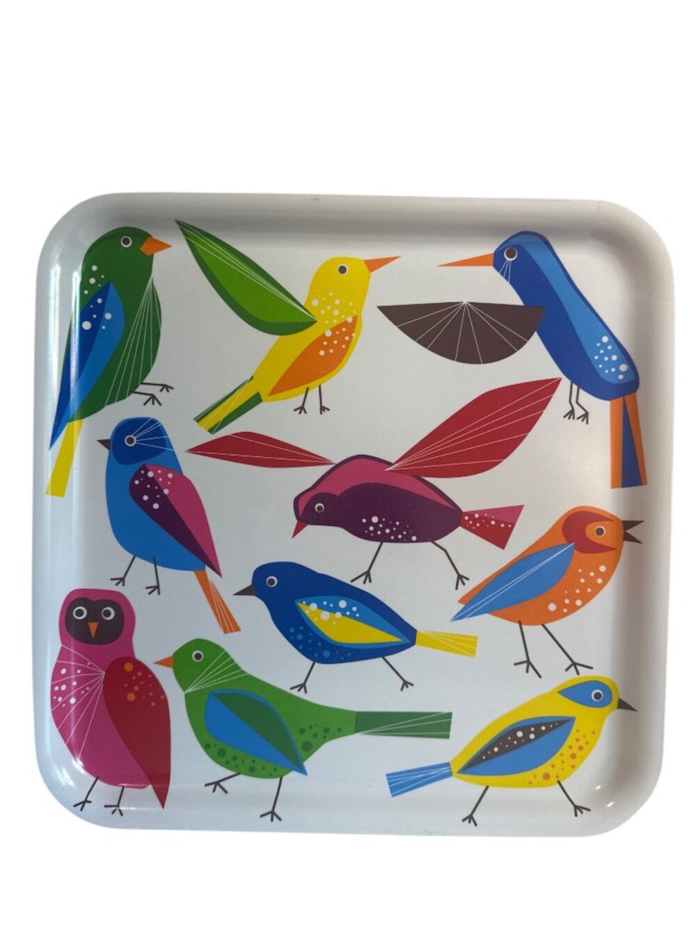 Vintage Bird Tray Retro IKEA barbar Food Drink Hummingbird Owl Melamine 13"